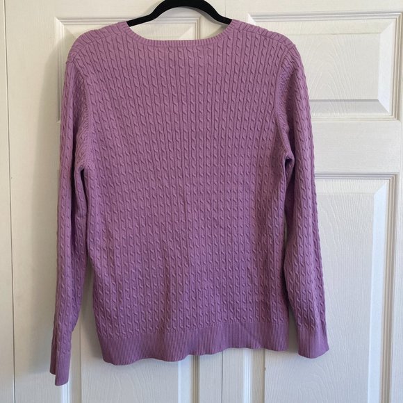 Lands' End Knit Sweater Lilac Size XL Women's Cozy Comfy Purple Cable Knit - Picture 3 of 3